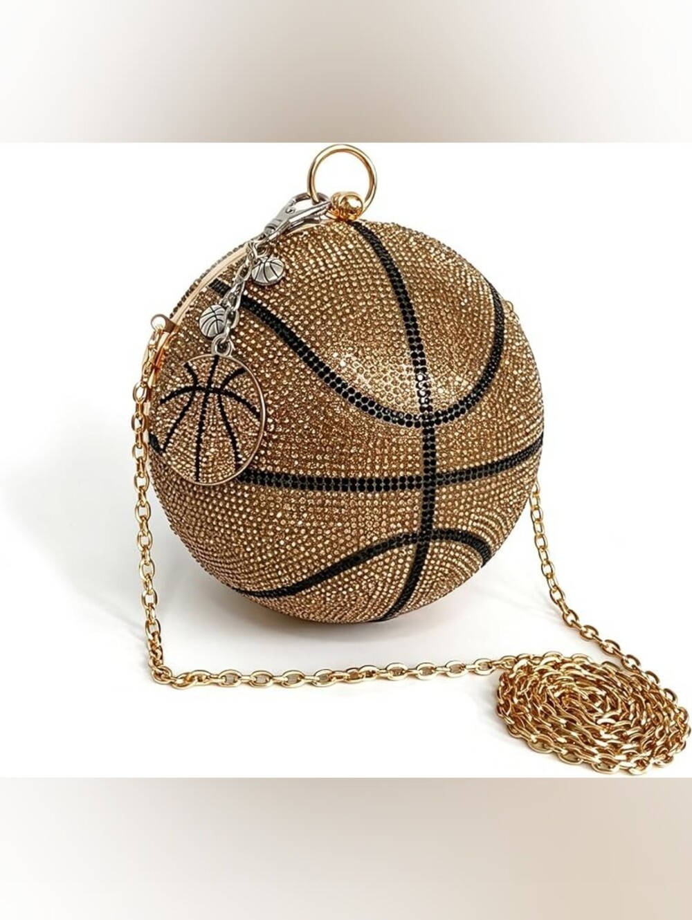 Gold Rhinestone Basketball Evening Purse